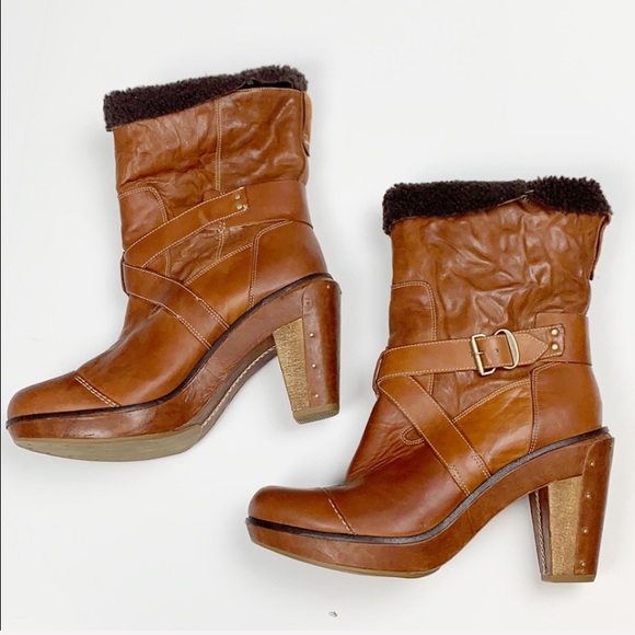 cognac platform booties